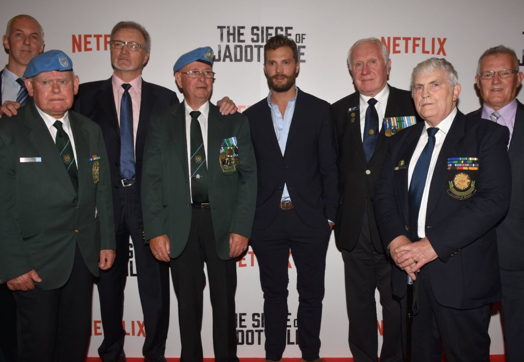 Guests attend the Irish Premiere of The Siege of Jadotville at The Savoy, Dublin, Ireland - 19.09.16. Featuring: Jamie Dornan, Irish 35th Battalion Where: Dublin, Ireland When: 19 Sep 2016 Credit: WENN.com **Not available for publication in Ireland**